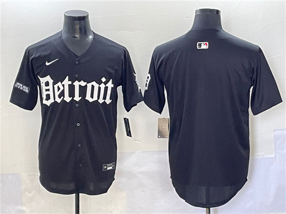 Detroit Tigers Blank Black 'Motor Gothic Edition' Vapor Premier Limited Stitched Baseball Jersey Detroit Tigers Blank Black 'Motor Gothic Edition' Vapor Premier Limited Stitched Baseball Jersey
