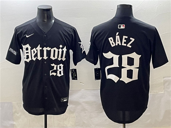 Detroit Tigers #28 Javier B??ez Black 'Motor Gothic Edition' Vapor Premier Limited Stitched Baseball Jersey Detroit Tigers #28 Javier B??ez Black 'Motor Gothic Edition' Vapor Premier Limited Stitched Baseball Jersey
