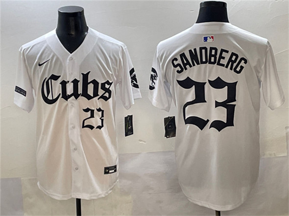 Chicago Cubs #23 Ryne Sandberg White 'Gothic North Side Edition' Vapor Premier Limited Stitched Baseball Jersey Chicago Cubs #23 Ryne Sandberg White 'Gothic North Side Edition' Vapor Premier Limited Stitched Baseball Jersey