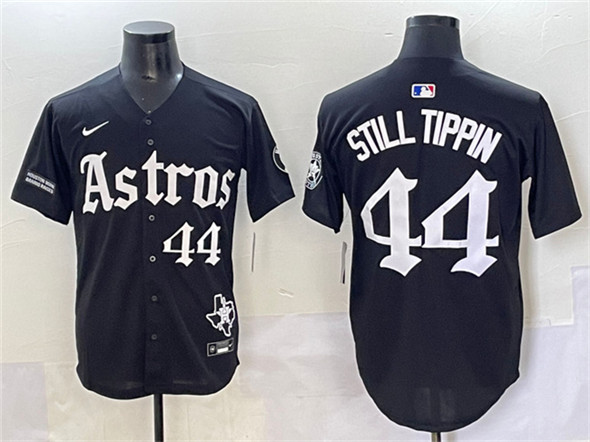 Houston Astros #44 Still Tippin Black Gothic 'Houston Born Barrio Raised' Limited Stitched Baseball Jersey Houston Astros #44 Still Tippin Black Gothic 'Houston Born Barrio Raised' Limited Stitched Baseball Jersey