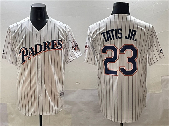 San Diego Padres #23 Fernando Tatis Jr. White Throwback With Patch Cool Base Stitched Baseball Jersey San Diego Padres #23 Fernando Tatis Jr. White Throwback With Patch Cool Base Stitched Baseball Jersey