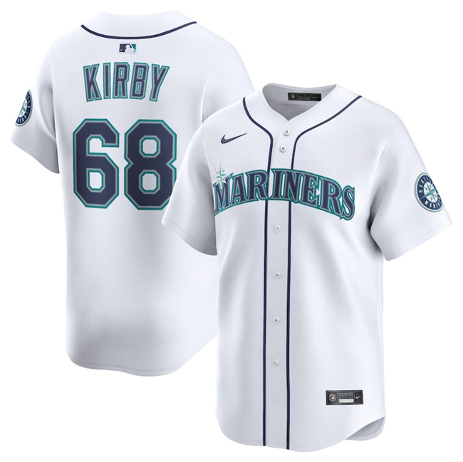 Seattle Mariners #68 George Kirby White Home Limited Stitched Baseball Jersey Seattle Mariners #68 George Kirby White Home Limited Stitched Baseball Jersey
