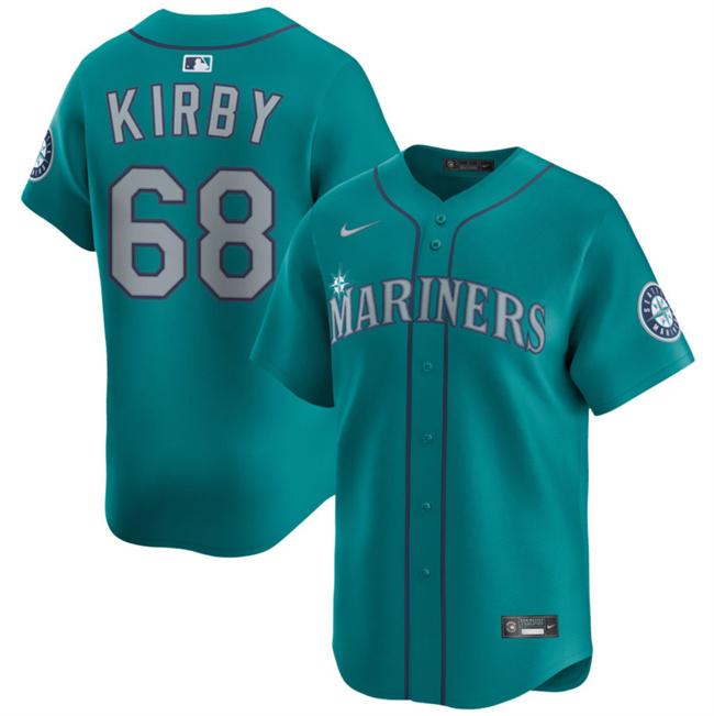 Seattle Mariners #68 George Kirby Aqua Limited Stitched Baseball Jersey Seattle Mariners #68 George Kirby Aqua Limited Stitched Baseball Jersey