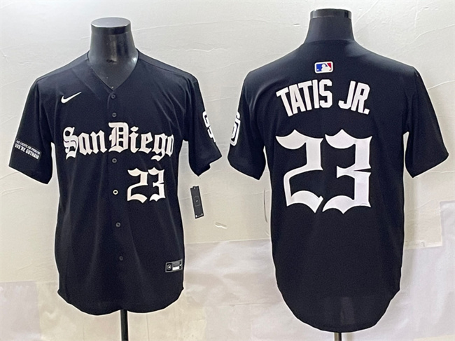 San Diego Padres #23 Fernando Tatis Jr. Black Gothic Edition Vapor Limited Stitched Baseball Jersey San Diego Padres #23 Fernando Tatis Jr. Black Gothic Edition Vapor Limited Stitched Baseball Jersey