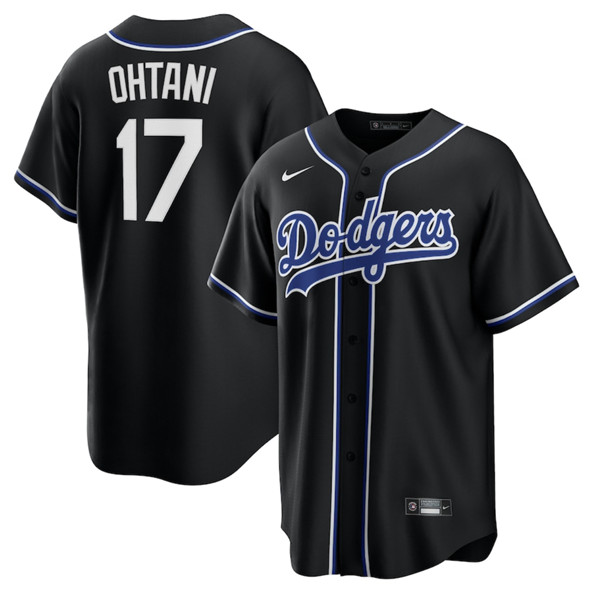 Los Angeles Dodgers #17 Shohei Ohtani Black Lights Out Limited Stitched Baseball Jersey Los Angeles Dodgers #17 Shohei Ohtani Black Lights Out Limited Stitched Baseball Jersey