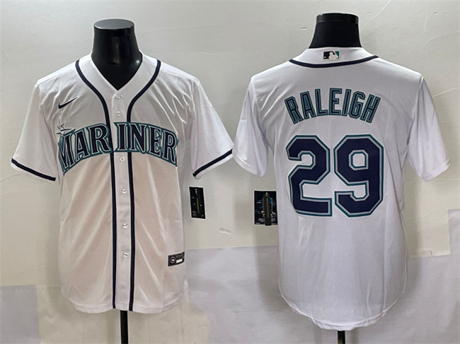 Seattle Mariners #29 Cal Raleigh White Cool Base Stitched Baseball Jersey Seattle Mariners #29 Cal Raleigh White Cool Base Stitched Baseball Jersey