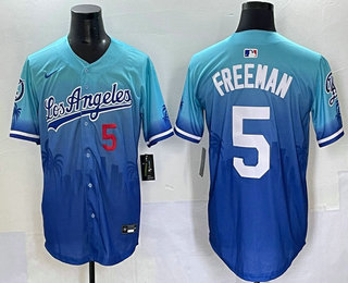 Los Angeles Dodgers #5 Freddie Freeman Blue 2025 City Connect Limited Stitched Jersey