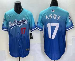 Los Angeles Dodgers #17 Shohei Ohtani Japanese Blue 2025 City Connect Limited Stitched Jersey Los Angeles Dodgers #17 Shohei Ohtani Japanese Blue 2025 City Connect Limited Stitched Jersey