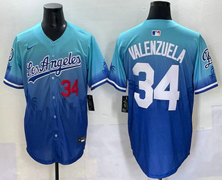 Los Angeles Dodgers #34 Fernando Valenzuela Blue 2025 City Connect Limited Stitched Jersey Los Angeles Dodgers #34 Fernando Valenzuela Blue 2025 City Connect Limited Stitched Jersey