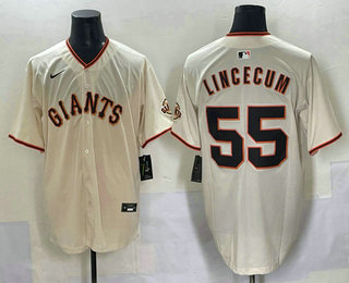 San Francisco Giants #55 Tim Lincecum Cream Limited Stitched Jersey San Francisco Giants #55 Tim Lincecum Cream Limited Stitched Jersey