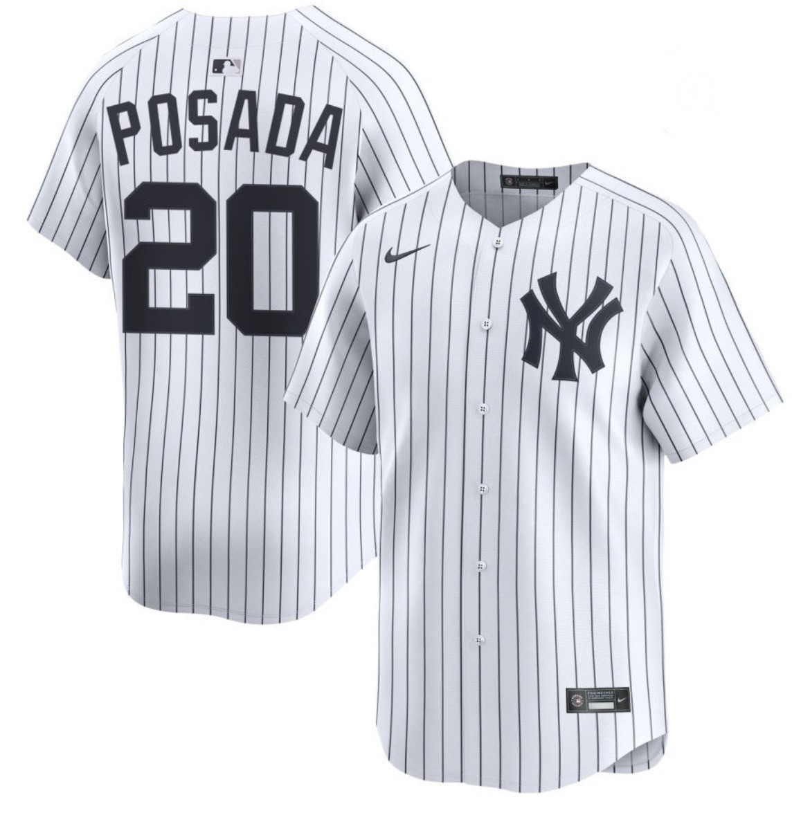 New York Yankees #20 Jorge Posada White Cool Base Stitched Baseball Jersey