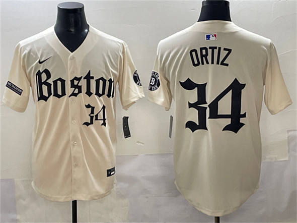 Boston Red Sox #34 David Ortiz Cream Gothic Vapor Limited Stitched Baseball Jersey