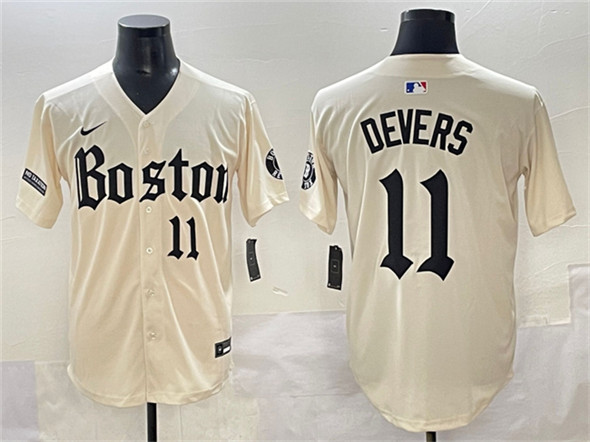 Boston Red Sox #11 Rafael Devers Cream Gothic Vapor Limited Stitched Baseball Jersey