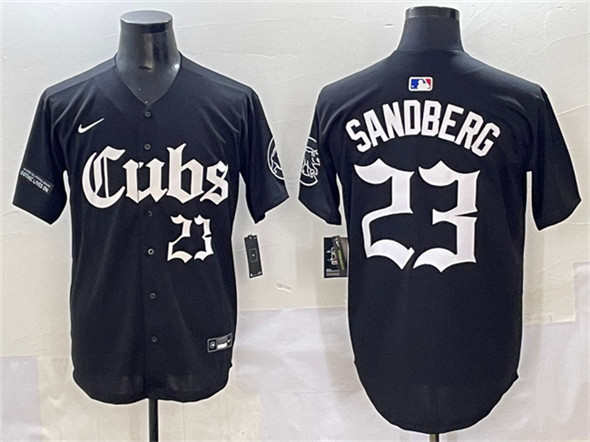 Chicago Cubs #23 Ryne Sandberg Black 'Gothic North Side Edition' Vapor Premier Limited Stitched Baseball Jersey Chicago Cubs #23 Ryne Sandberg Black 'Gothic North Side Edition' Vapor Premier Limited Stitched Baseball Jersey