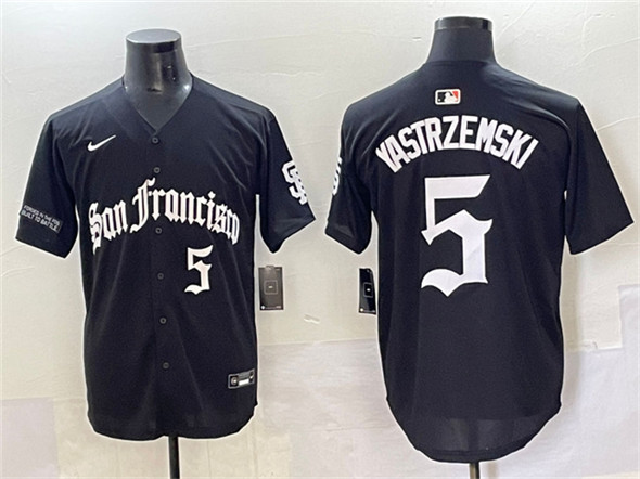 San Francisco Giants #5 Mike Yastrzemski Black 'Gothic Fog Edition' Vapor Premier Limited Stitched Baseball Jersey San Francisco Giants #5 Mike Yastrzemski Black 'Gothic Fog Edition' Vapor Premier Limited Stitched Baseball Jersey