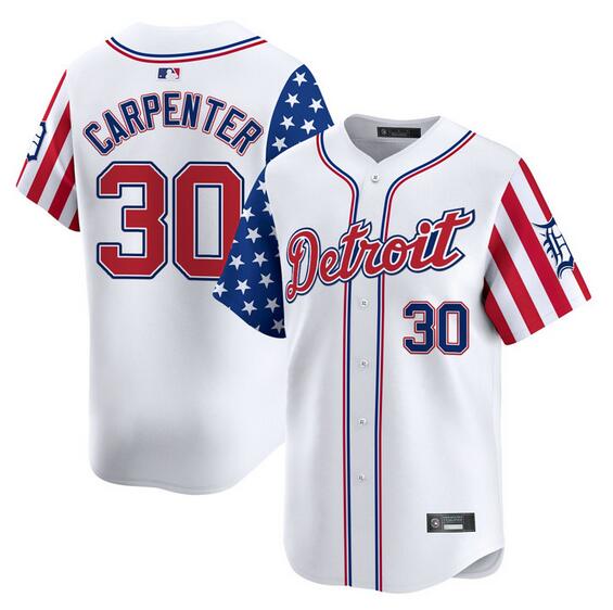 Detroit Tigers #30 Kerry Carpenter White 2025 Independence Day Vapor Premier Limited Stitched Baseball Jersey