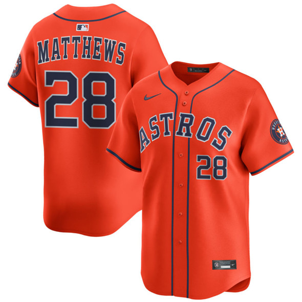 Houston Astros #28 Brice Matthews Orange 2025 Alternate Limited Stitched Baseball Jersey Houston Astros #28 Brice Matthews Orange 2025 Alternate Limited Stitched Baseball Jersey
