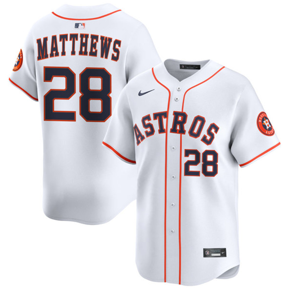 Houston Astros #28 Brice Matthews White 2025 Home Limited Stitched Baseball Jersey Houston Astros #28 Brice Matthews White 2025 Home Limited Stitched Baseball Jersey