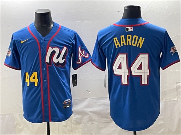 National League #44 Hank Aaron Blue 2025 All-Star Edition Limited Stitched Baseball Jersey National League #44 Hank Aaron Blue 2025 All-Star Edition Limited Stitched Baseball Jersey