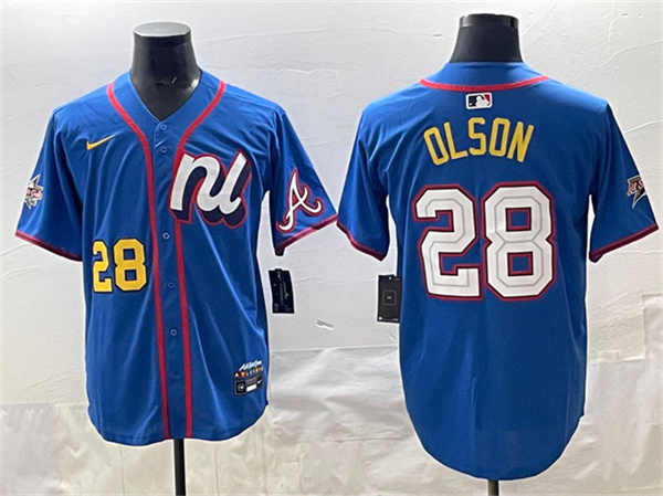 National League #28 Matt Olson Blue 2025 All-Star Edition Limited Stitched Baseball Jersey National League #28 Matt Olson Blue 2025 All-Star Edition Limited Stitched Baseball Jersey