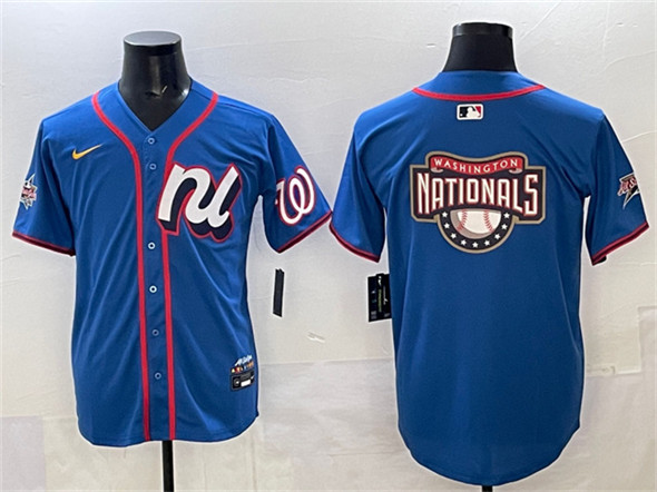 National League Washington Nationals Team Big Logo Blue 2025 All-Star Edition Limited Stitched Baseball Jersey