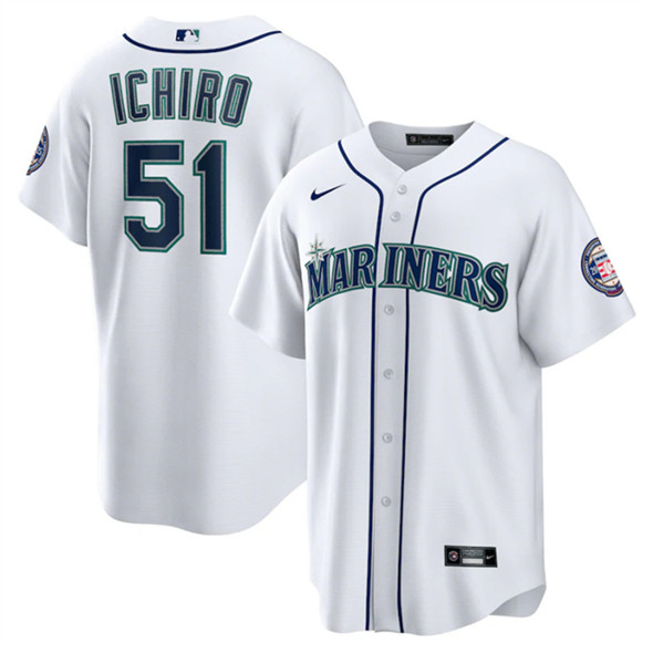 Seattle Mariners #51 Ichiro Suzuki White Cool Base Stitched Baseball Jersey Seattle Mariners #51 Ichiro Suzuki White Cool Base Stitched Baseball Jersey