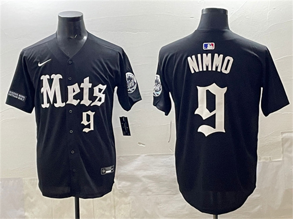New York Mets #9 Brandon Nimmo Black 'Gotham Gothic Edition' Vapor Premier Limited Stitched Baseball Jersey