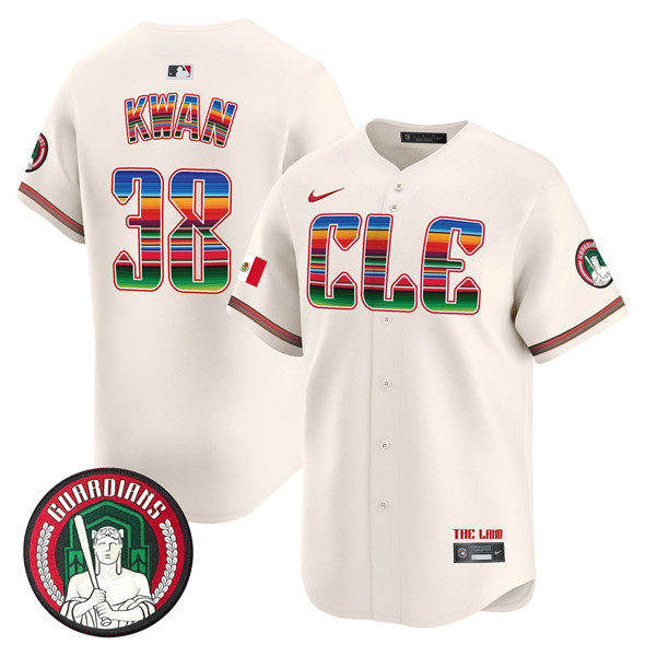 Cleveland Guardians #38 Steven Kwan Cream Mexico Vapor Premier Limited Stitched Baseball Jersey Cleveland Guardians #38 Steven Kwan Cream Mexico Vapor Premier Limited Stitched Baseball Jersey