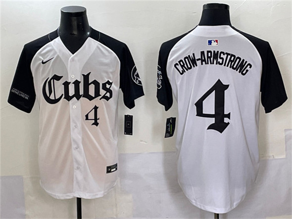 Chicago Cubs #4 Pete Crow-Armstrong White Black 'Gothic North Side Edition' Vapor Premier Limited Stitched Baseball Jersey