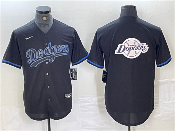 Los Angeles Dodgers Team Big Logo Black Fashion Stitched Baseball Jersey