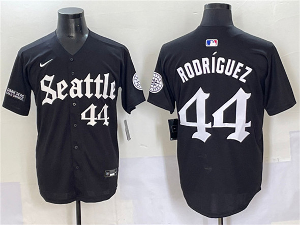 Seattle Mariners #44 Julio Rodr??guez Black 'Deep Sea Gothic Edition' Vapor Premier Limited Stitched Baseball Jersey Seattle Mariners #44 Julio Rodr??guez Black 'Deep Sea Gothic Edition' Vapor Premier Limited Stitched Baseball Jersey