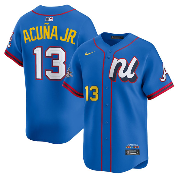 National League #13 Ronald Acuna Jr. Blue 2025 All-Star Edition Limited Stitched Baseball Jersey