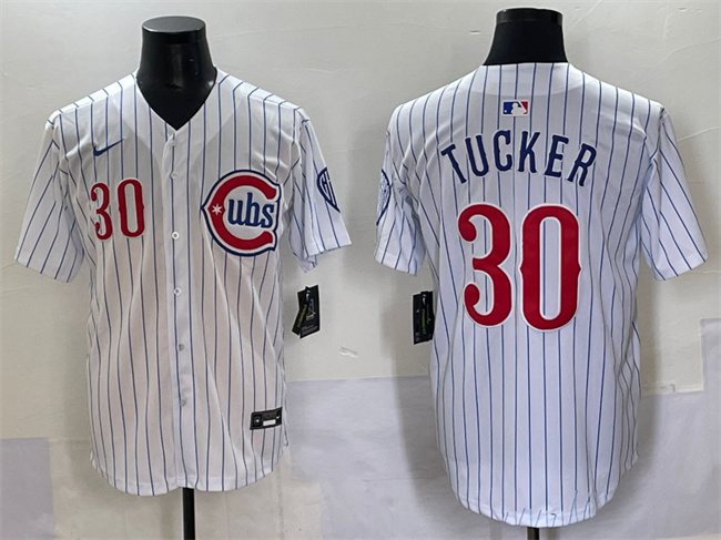 Chicago Cubs #30 Kyle Tucker White Pinstripe 2nd Alternate Limited Stitched Baseball Jersey