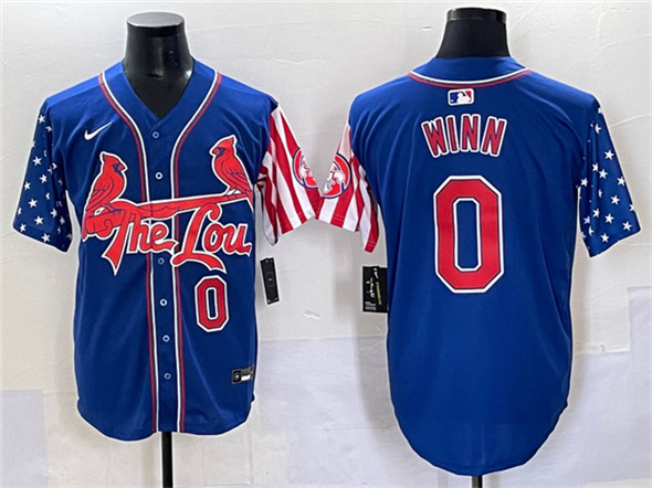 St. Louis Cardinals #0 Masyn Winn Royal Independence Day Vapor Premier Limited Stitched Baseball Jersey