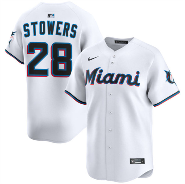 Miami Marlins #28 Kyle Stowers White 2024 Home Limited Stitched Baseball Jersey