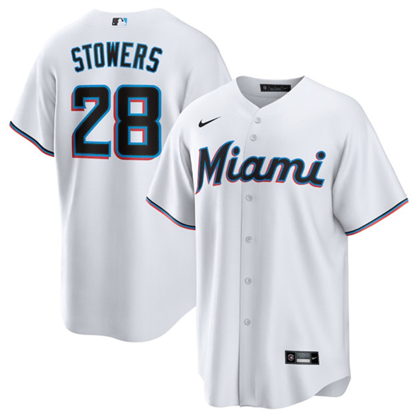 Miami Marlins #28 Kyle Stowers White Cool Base Stitched Baseball Jersey