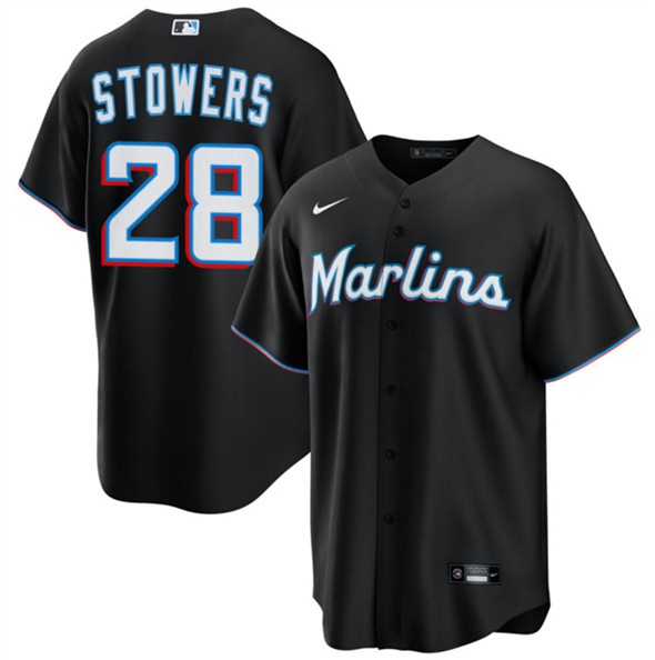 Miami Marlins #28 Kyle Stowers Black Cool Base Stitched Baseball Jersey