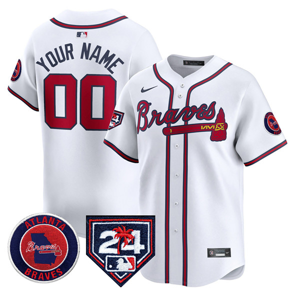Atlanta Braves Customized White 2024 Spring Training Patch Limited Stitched Baseball Jersey
