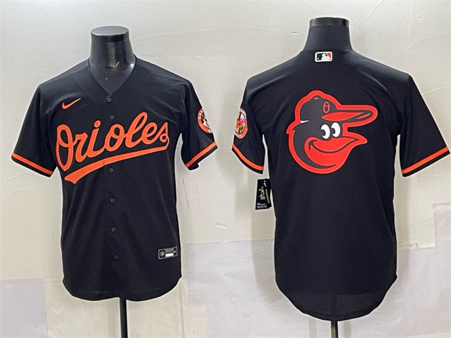 Baltimore Orioles Black Team Big Logo Cool Base Stitched Jersey