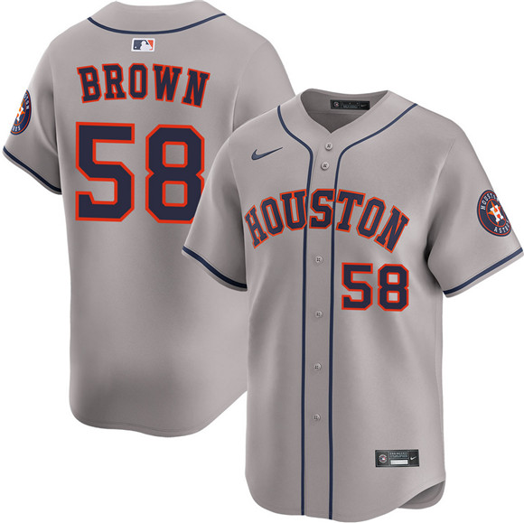 Houston Astros #58 Hunter Brown Gray 2025 Limited Stitched Baseball Jersey Houston Astros #58 Hunter Brown Gray 2025 Limited Stitched Baseball Jersey