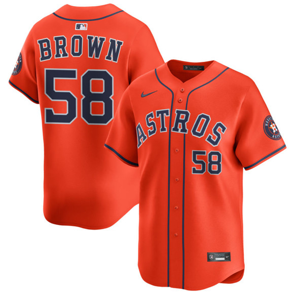 Houston Astros #58 Hunter Brown Orange 2025 Alternate Limited Stitched Baseball Jersey Houston Astros #58 Hunter Brown Orange 2025 Alternate Limited Stitched Baseball Jersey