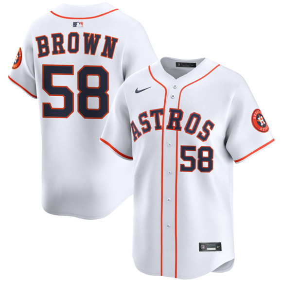 Houston Astros #58 Hunter Brown White 2025 Home Limited Stitched Baseball Jersey Houston Astros #58 Hunter Brown White 2025 Home Limited Stitched Baseball Jersey