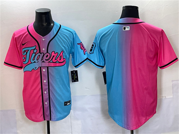Detroit Tigers Blank Pink Blue Limited Stitched Baseball Jersey Detroit Tigers Blank Pink Blue Limited Stitched Baseball Jersey