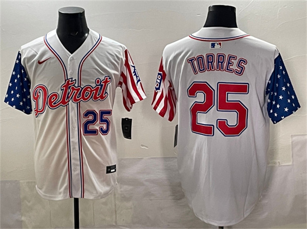 Detroit Tigers #25 Gleyber Torres White 2025 Memorial Day Vapor Premier Limited Stitched Baseball Jersey Detroit Tigers #25 Gleyber Torres White 2025 Memorial Day Vapor Premier Limited Stitched Baseball Jersey