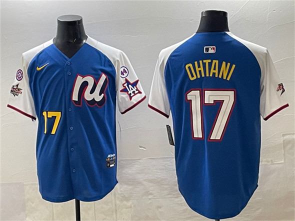 National League #17 Shohei Ohtani Blue Alternate 2025 All-Star With Patch Edition Limited Stitched Baseball Jersey