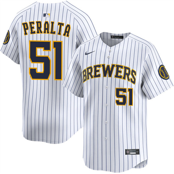 Milwaukee Brewers #51 Freddy Peralta White Alternate Limited Stitched Baseball Jersey