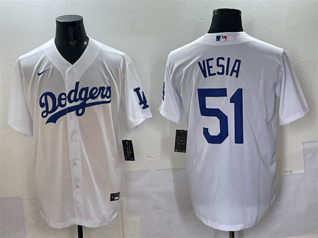Los Angeles Dodgers #51 Alex Vesia White Cool Base Stitched Baseball Jersey