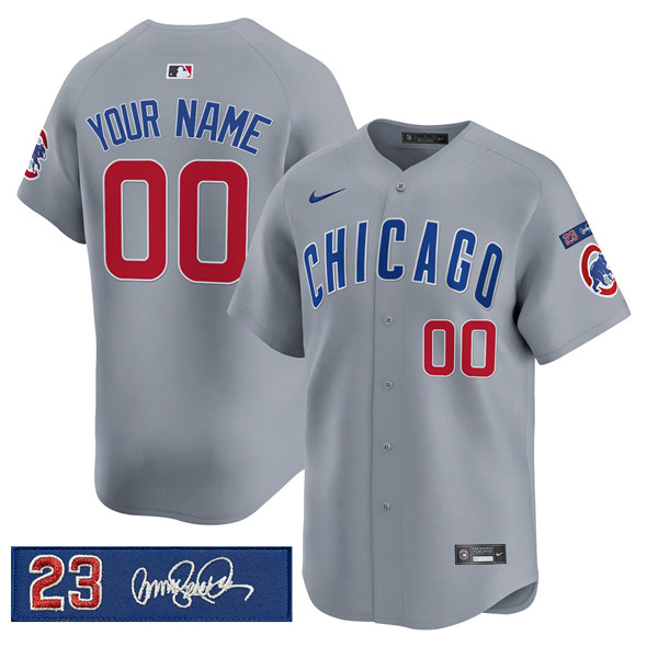 Chicago Cubs Active Player Custom Gray 'Ryne Sandberg Tribute' Vapor Limited V3 Stitched Baseball Jersey