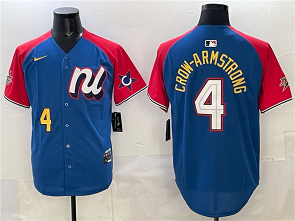 National League #4 Pete Crow-Armstrong Blue Red Alternate 2025 All-Star Edition Limited Stitched Baseball Jersey National League #4 Pete Crow-Armstrong Blue Red Alternate 2025 All-Star Edition Limited Stitched Baseball Jersey