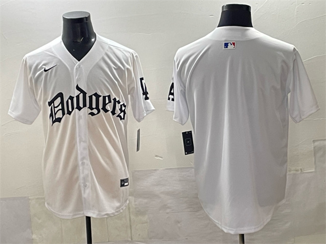 Los Angeles Dodgers Blank White 2025 LA Gothic Style Vapor Premier Limited Stitched Baseball Jersey